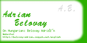 adrian belovay business card